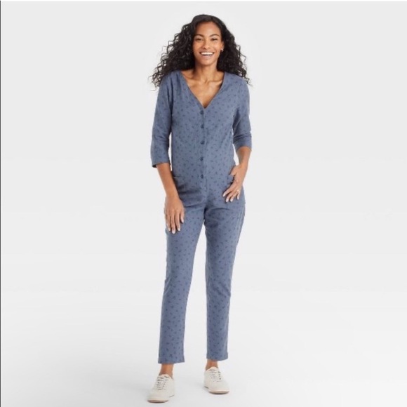 The Nines by HATCH Button-Front Maternity Jumpsuit - Picture 1 of 6